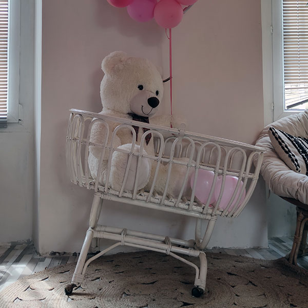 Berceau ancien osier blanc