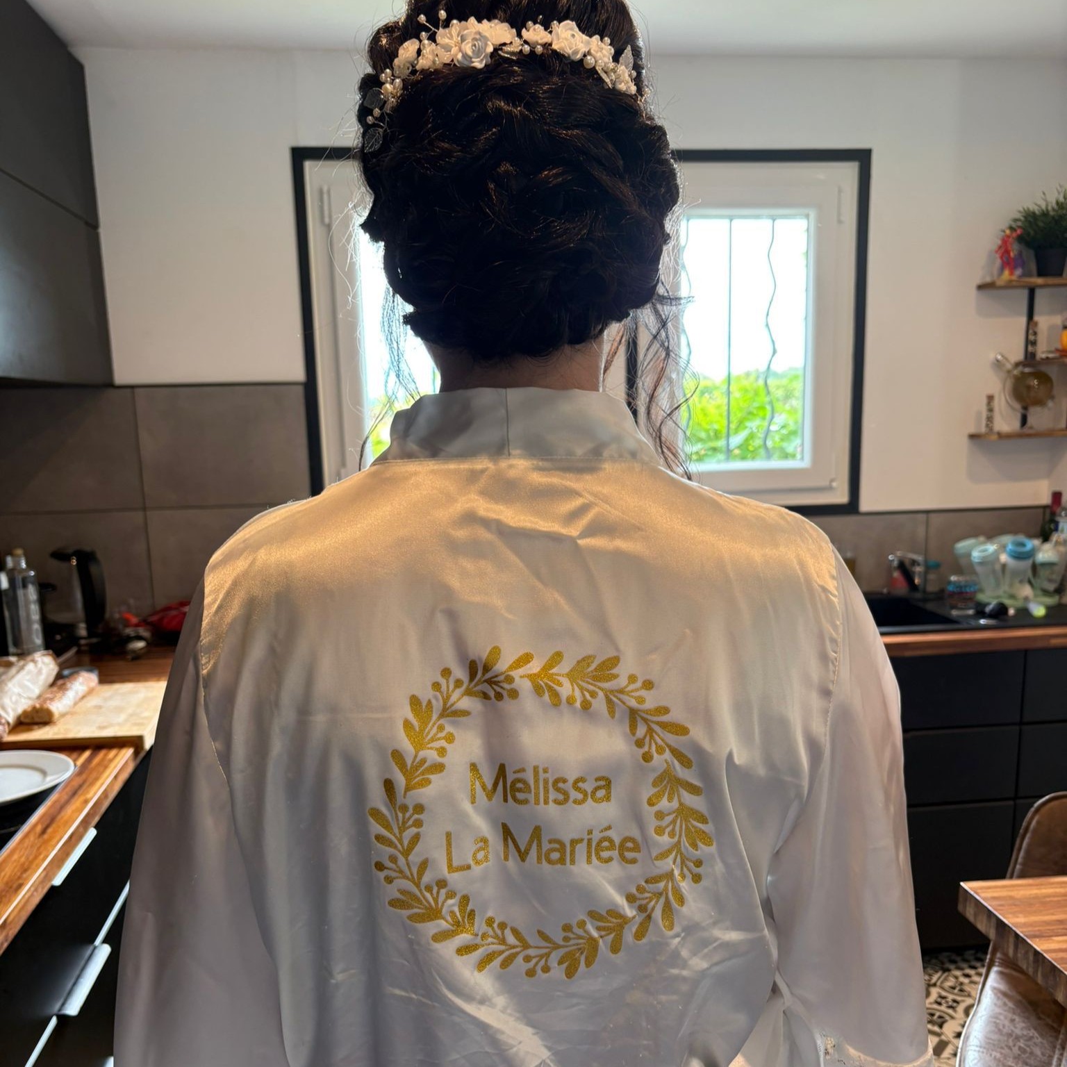 Peignoir satiné "La Mariée"